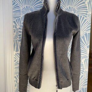 Malagrida Grey Wool Zip up Sweater with Velvet Sweater Size Small